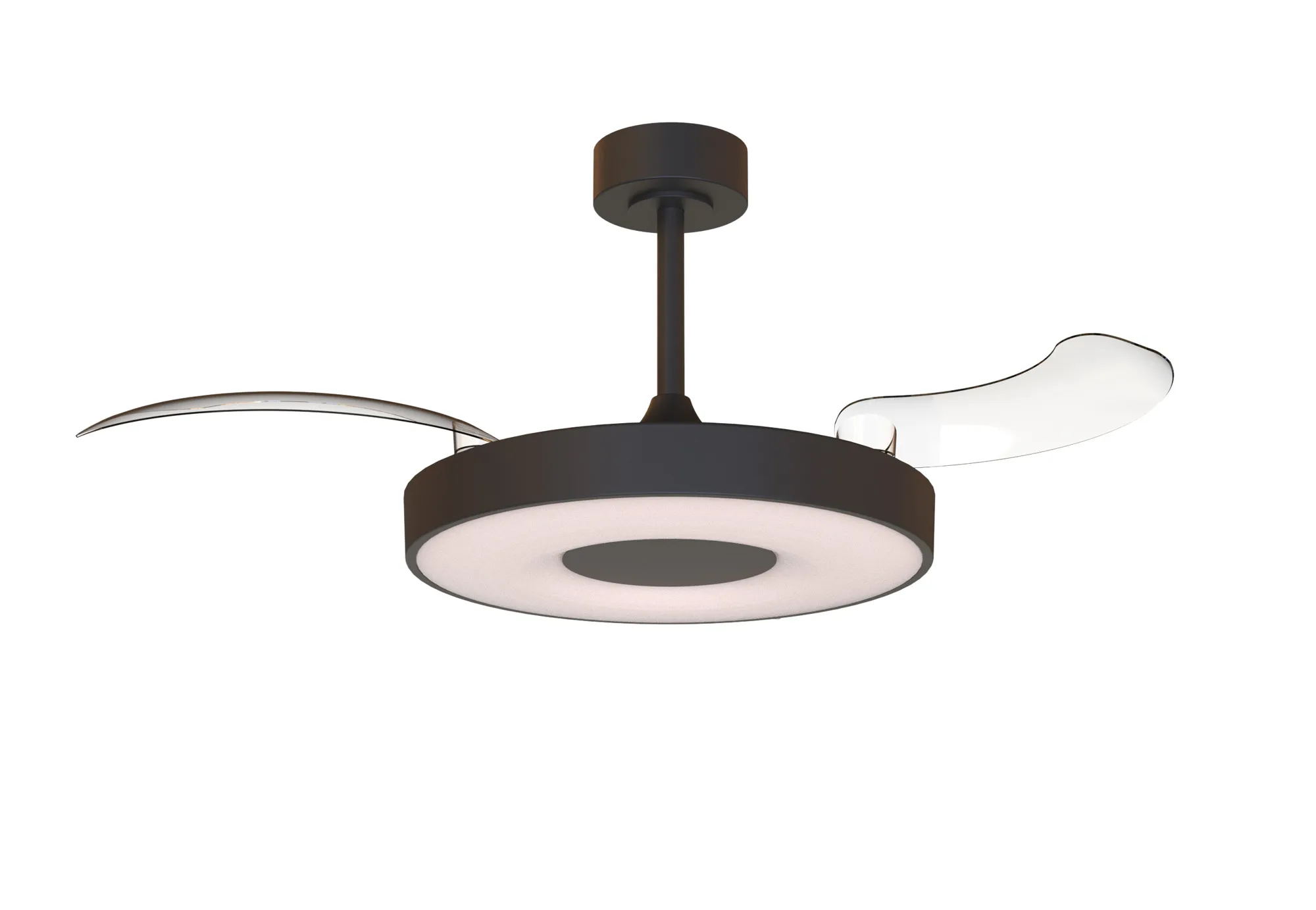 M9501  Coin Fan M 49cm 40W LED Dimmable Ceiling With Built-In 30W DC Fan, 3000-5000K Remote, APP, Alexa & Google Voice Control, 6400lm, Black
